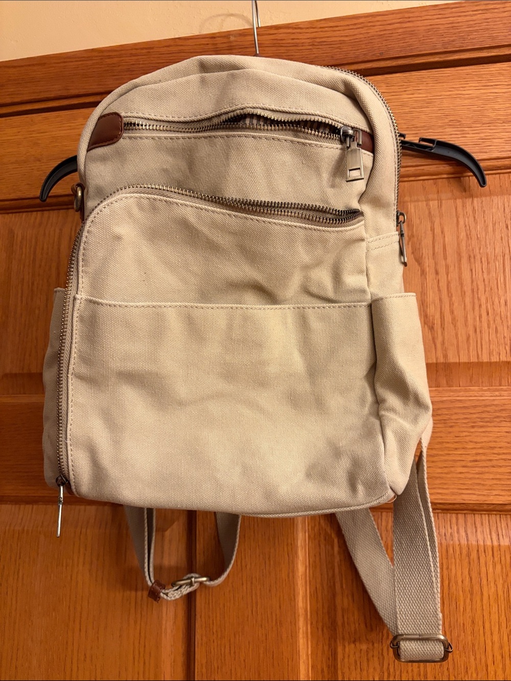ANTIK KRAFT Canvas Convertible Bag Backpack Shoulder Bag Tan  Color
